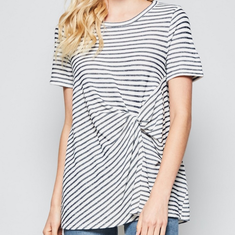 Side knot striped top